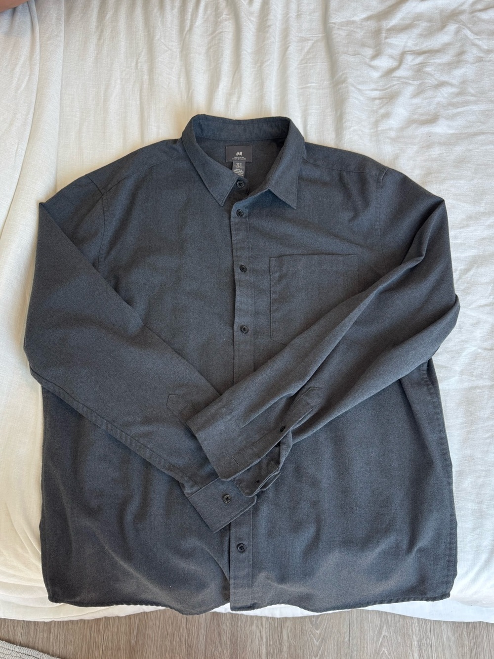 H&M Men’s Charcoal Long-Sleeve Button-Up Shirt